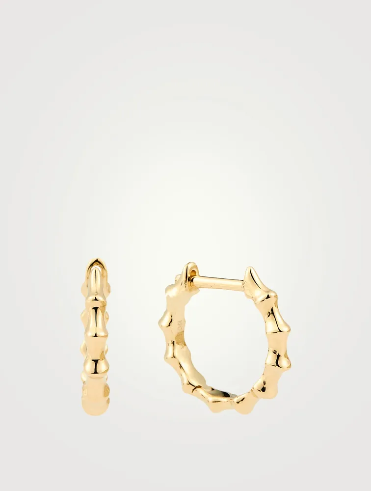 14K Gold Impala Horn Huggie Hoop Earrings