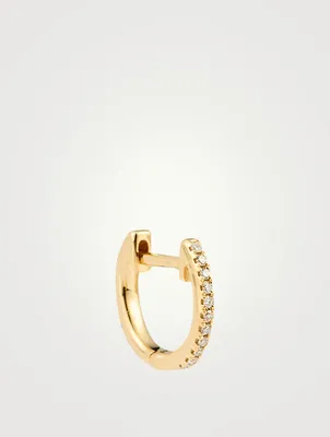 Mini 14K Gold Reversible Huggie Hoop Earring With Diamonds And Ruby