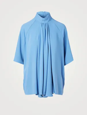 High-Neck Draped Blouse
