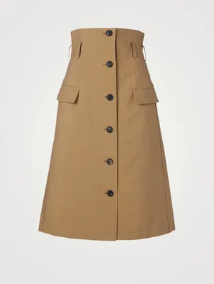 High-Waisted Flared Midi Skirt