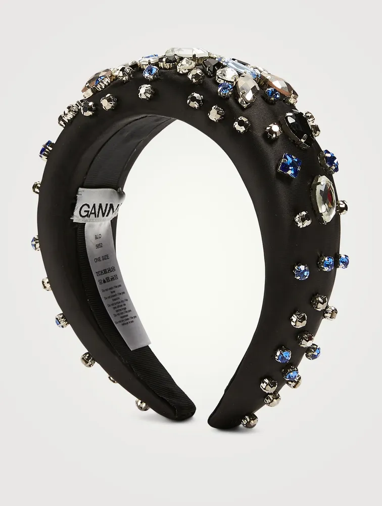 Padded Satin Headband With Crystals