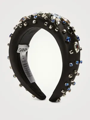 Padded Satin Headband With Crystals