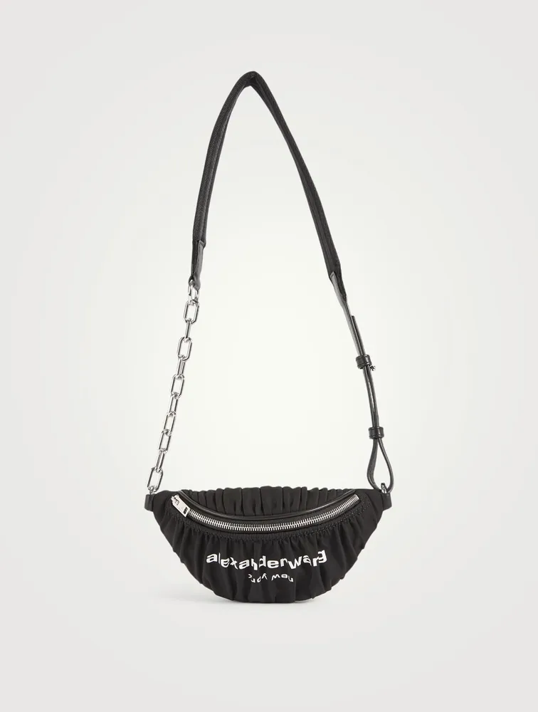Attica Soft Ruched Nylon Crossbody Belt Bag With Logo
