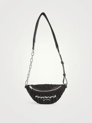 Attica Soft Ruched Nylon Crossbody Belt Bag With Logo