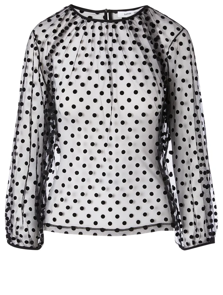 Madie Sheer Blouse Dot Print