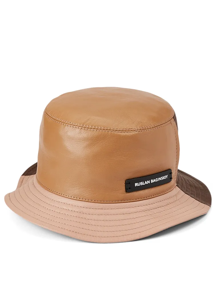 Tri-Colour Leather Bucket Hat