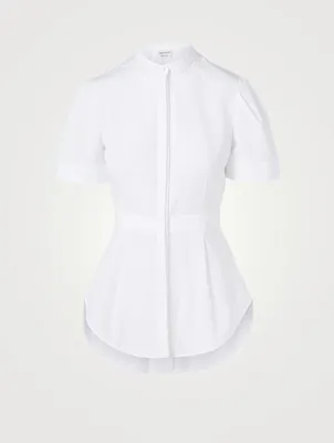 Cotton Shirt With Kickback Hem