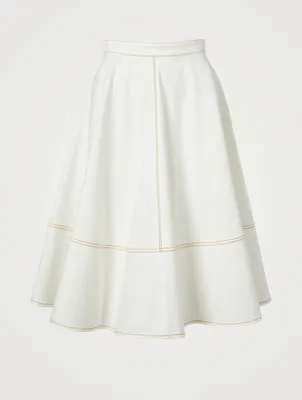 Denim A-Line Midi Skirt