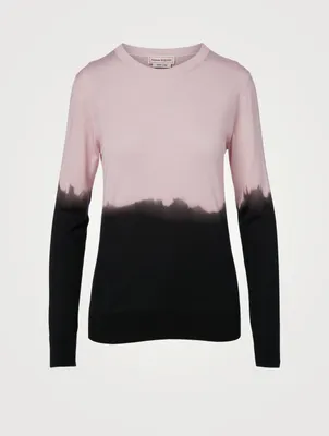 Dip Dye Silk Crewneck Sweater