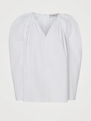 Cotton Puff-Shoulder Blouse