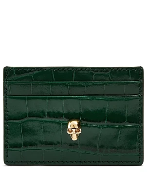 Croc-Embossed Leather Card Holder