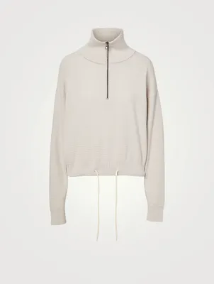 Buckingham Pique Knit Cotton Half-Zip Sweater