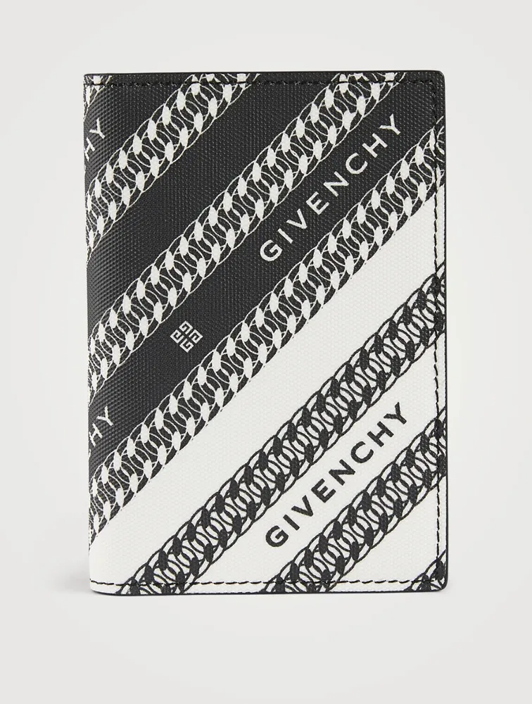Chain Logo Coated Canvas Card Holder
