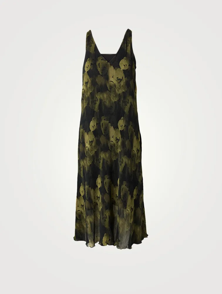 Pleated Georgette Midi Dress