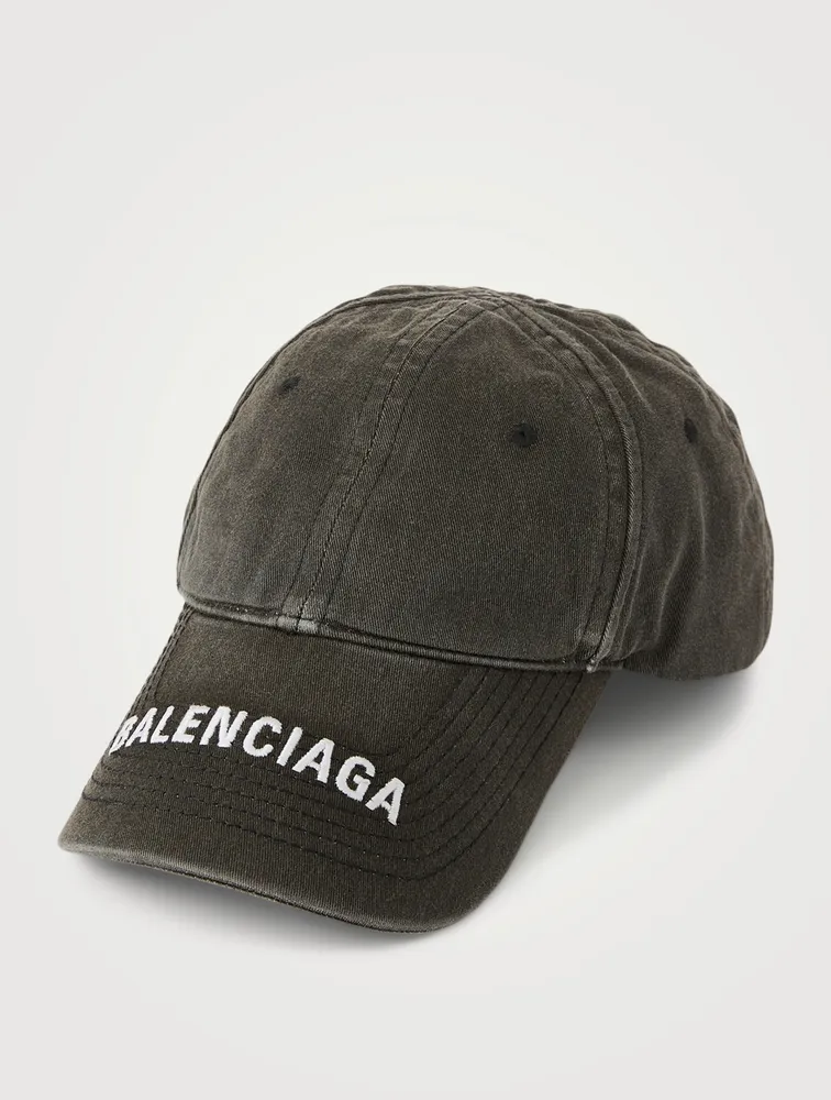 Washed Denim Ball Cap With Logo