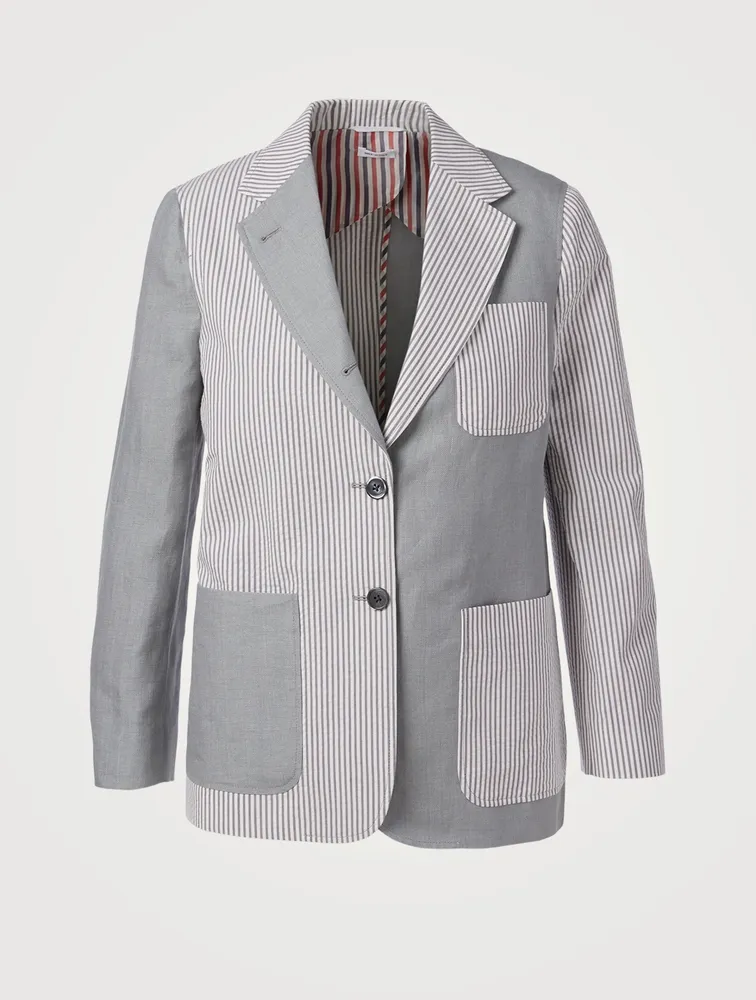 Seersucker And Linen Combo Blazer