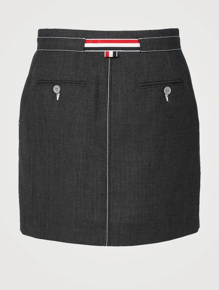Wool Mini Skirt With Tie Waist