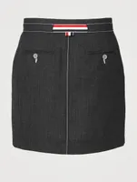 Wool Mini Skirt With Tie Waist
