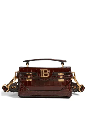 B-Buzz Croc-Embossed Leather Baguette Bag