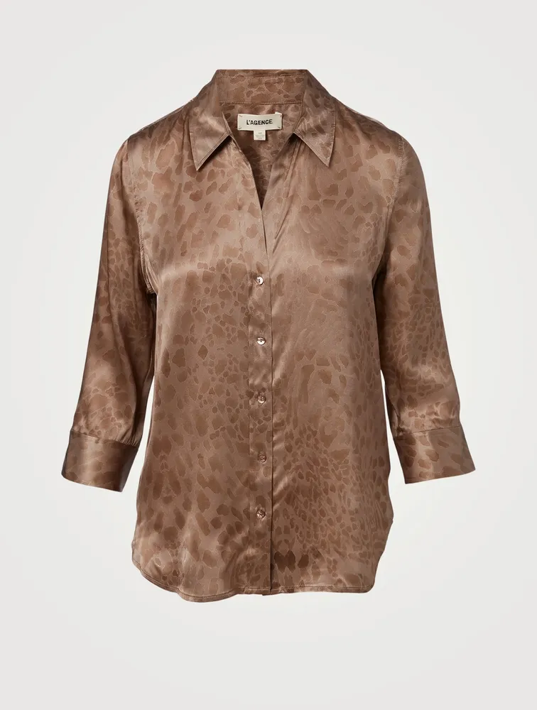 Dani Silk Blouse Tonal Animal Print
