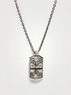 Sterling Silver Lily Tag Pendant Necklace