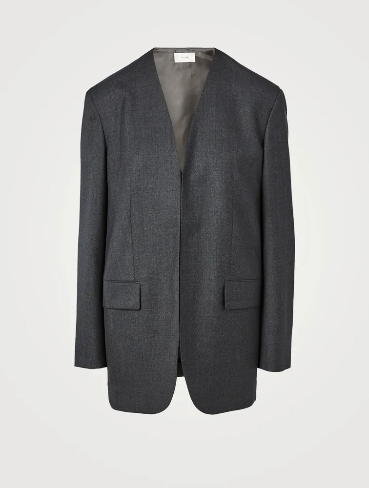 Fie Wool Collarless Blazer