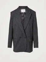Di Cotton And Wool-Blend Blazer Pinstripe Print
