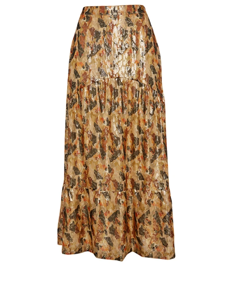 Galina Silk-Blend Long Skirt