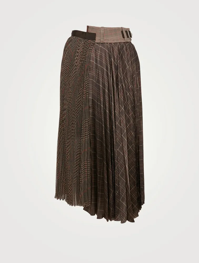 Mix Midi Skirt Glencheck Print