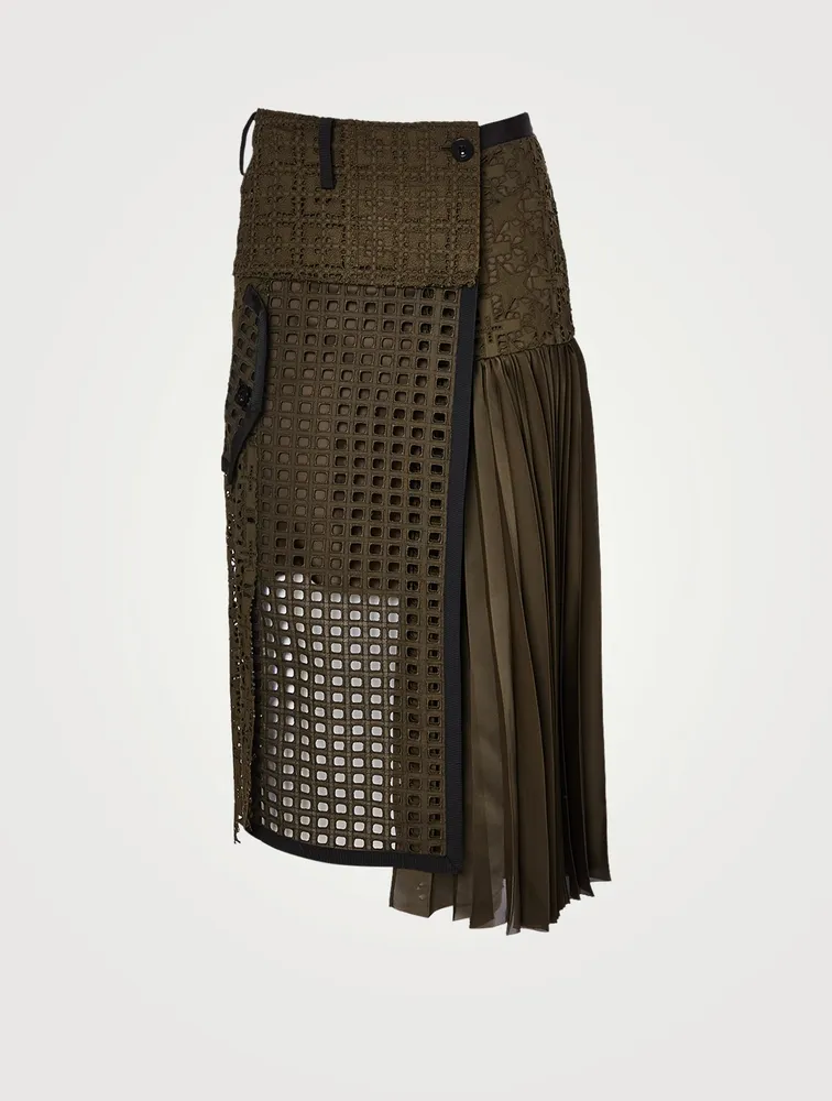 Embroidered Lace Midi Skirt