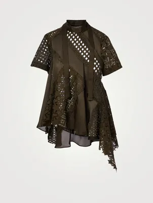 Embroidered Lace Short-Sleeve Blouse