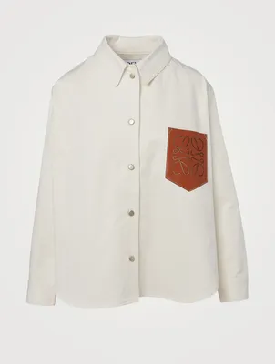 Denim Shirt With Leather Pocket