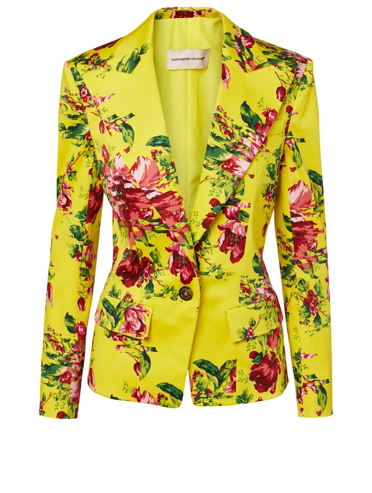 Cotton Stretch Blazer Floral Print