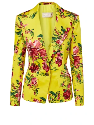 Cotton Stretch Blazer Floral Print