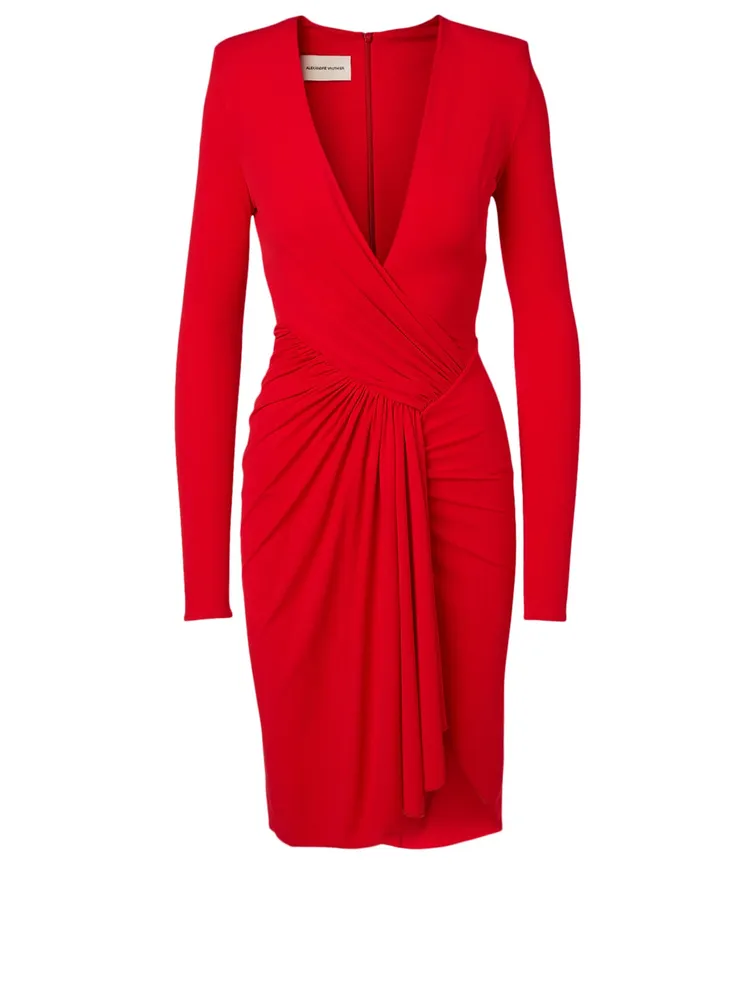 Long-Sleeve Draped Dress