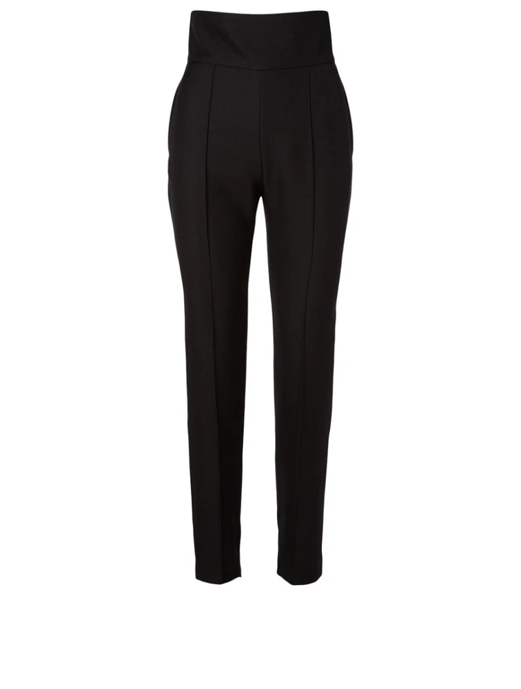 Wool High-Waisted Slim Pants