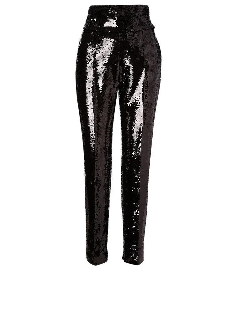 Sequins High-Waisted Slim Pants