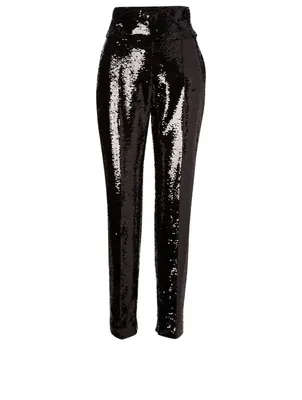 Sequins High-Waisted Slim Pants