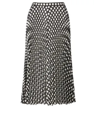 Pleated Midi Skirt Check Print