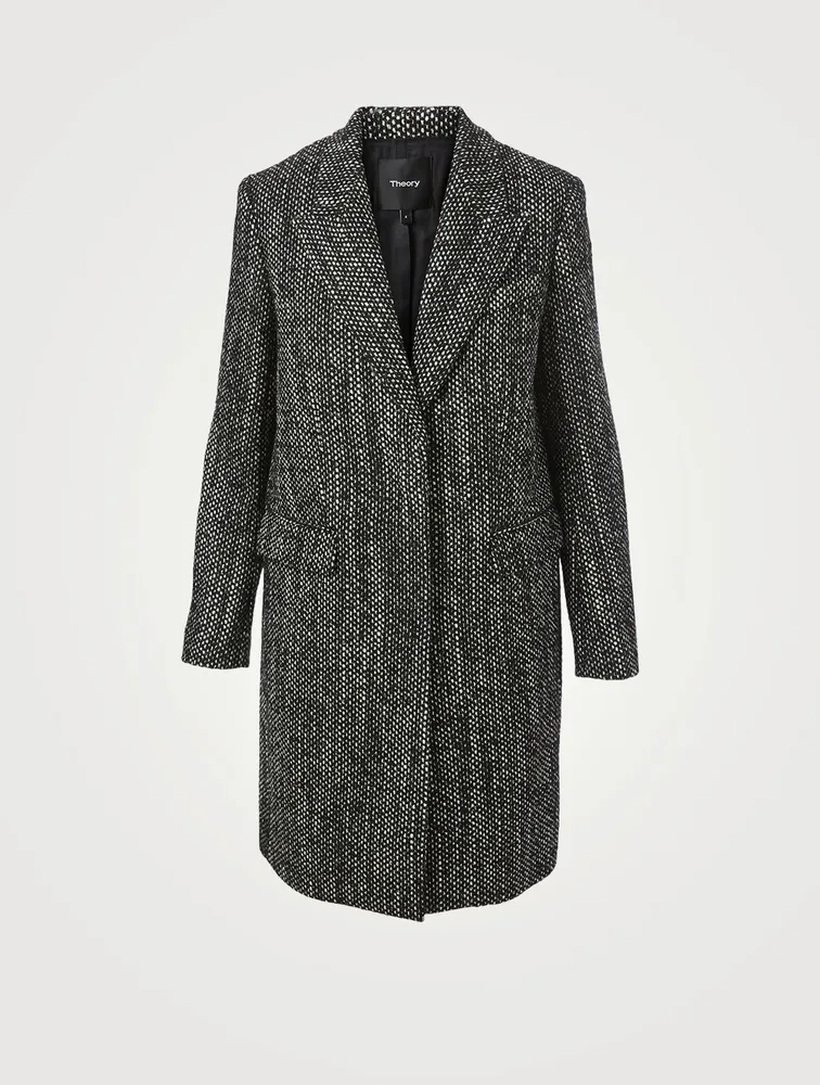 Pressed Tweed Midi Coat