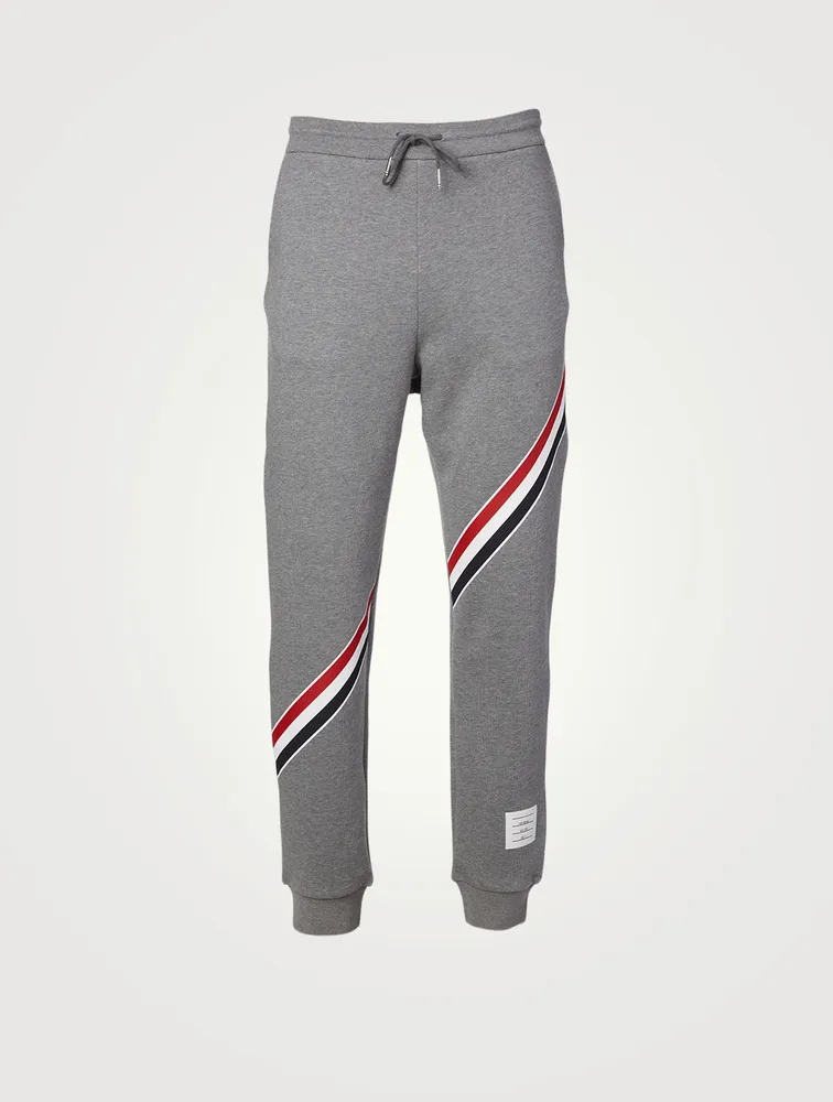 Cotton Sweatpants With Diagonal Intarsia Stripe