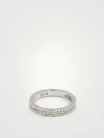 18K Textured Gold Thin Manawa Ring With Champagne Diamonds