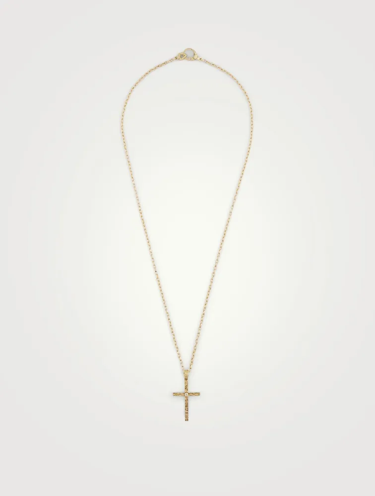 The Cross 18K Gold Pendant Necklace With Champagne Diamond Centre