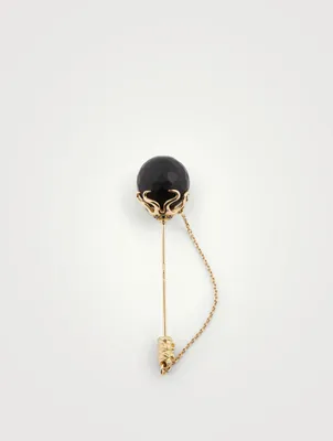 Konga Flame Lapel Pin With Onyx And Diamonds