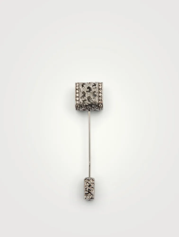 Konga 18K Gold Hammer Lapel Pin With Champagne Diamonds