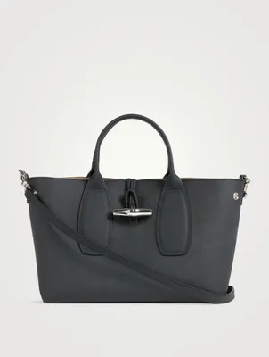 Medium Roseau Leather Top Handle Bag