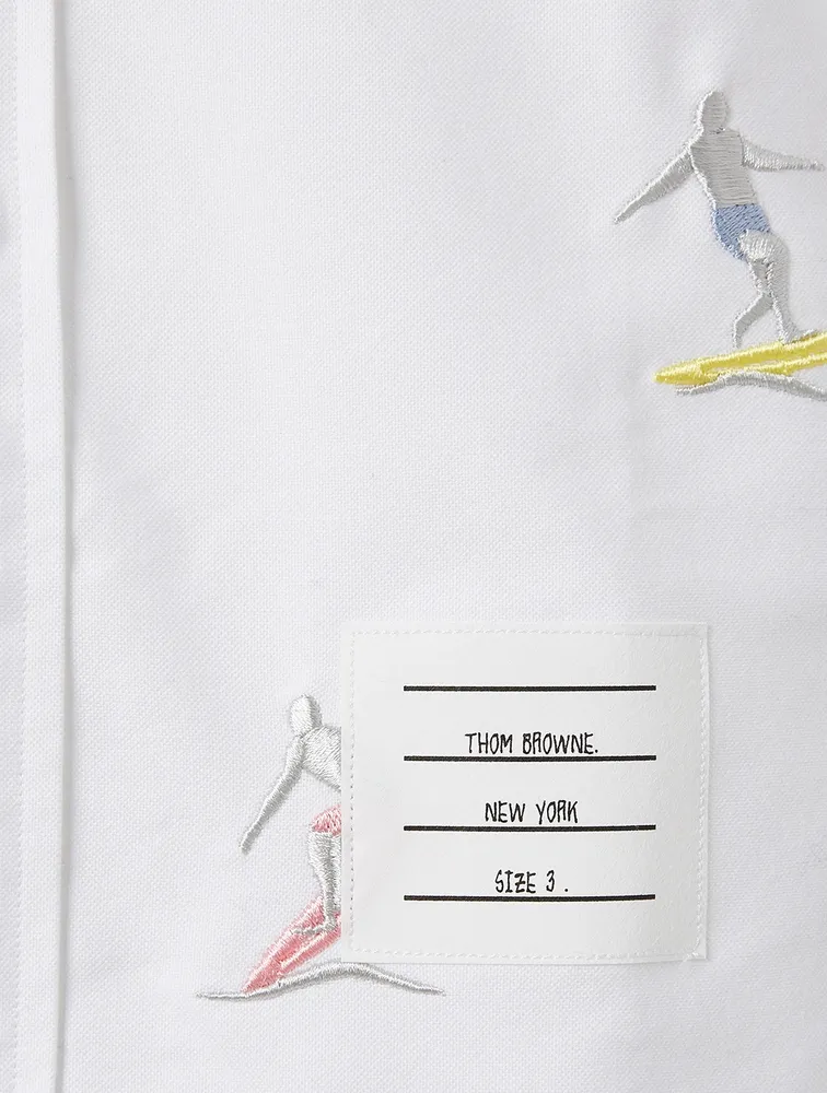 Oxford Shirt With Surfer Icon Embroidery