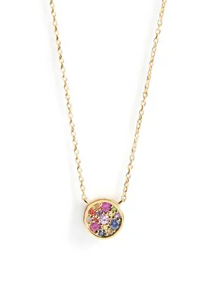 Round Cléo Gold Necklace With Multicolour Stones