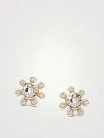 Dew Drop Étoile Gold Stud Earrings With White Topaz And Diamonds