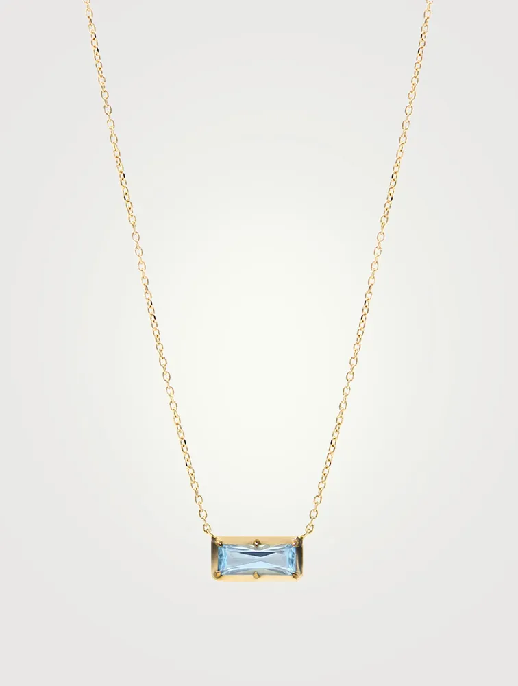 Classique Gold Melia Carré Necklace With Blue Topaz
